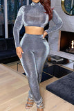 sexy Women's 2 peice sets woman solid color tight-fitting long-sleeved high-necked woman clothing set wholesale