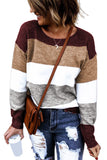 Round Neck Colorblock Knitting Sweater