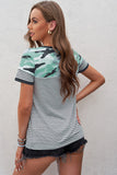 Camo Stripes Mix Prints T-shirt with Pocket