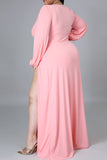 2021 Plus Size women long sleeve Dress sexy solid color maxi dresses wholesale