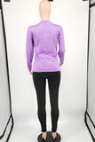 Light Purple Casual Sportswear Solid Split Joint O Neck Long Sleeve Two Pieces