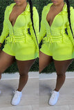 Wholesale woman clothing set zipper hooded trend  solid color jacket shorts suit Elastic waist sport 2 peice sets woman