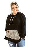 Plus Size Hoodie with Leopard Pocket