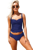 Navy Ruched Push Up Two Piece Bathing Suit