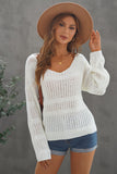 Loose Long Sleeve V Neck Open Knit Sweater