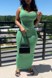 Green Sexy Casual Solid Basic U Neck Vest Dress Dresses