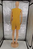 Yellow Casual Solid Split Joint U Neck Straight Jumpsuits