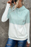 Colorblock Drawstring Zipper Hoodie with Pockets