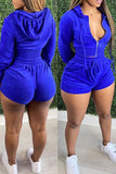 Wholesale woman clothing set zipper hooded trend  solid color jacket shorts suit Elastic waist sport 2 peice sets woman