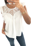 Floral Lace Yoke Pleated Flowy Top