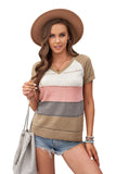 Multicolor Stripe Print Knitted V Neck Top