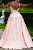 Pink Elegant Solid Split Joint Asymmetrical Spaghetti Strap Evening Dress Dresses