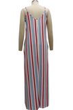 Colour Sexy Striped Tie-dye Spaghetti Strap Straight Dresses