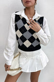 argyle v neck knitted vest