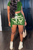 Summer woman clothing set Slim Fit Drawstring Strap 2 peice skirt sets woman Wholesale