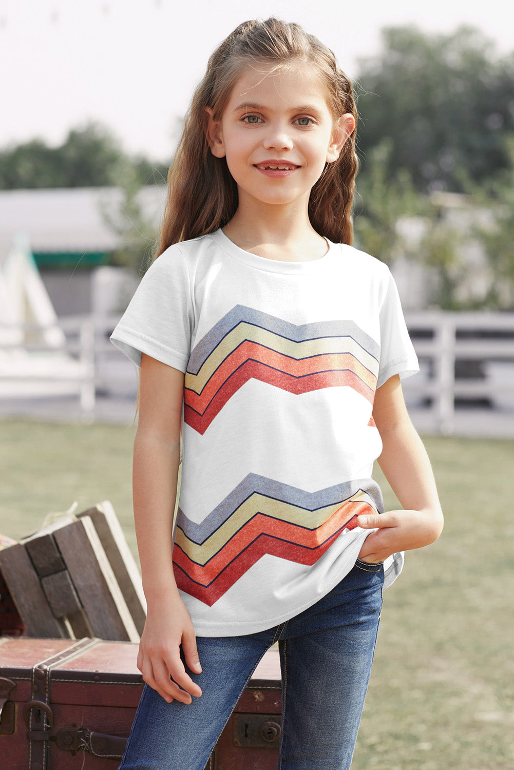 Colorblock Striped Girls' T-shirt