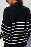 striped quarter zip sweater