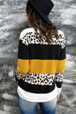 leopard print striped zip detail sweater