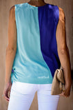 and Turquoise Colorblock Drape Tie Tank Top