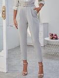 belted cropped pants with side pockets