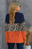 Colorblock Blue Contrast Stitching Sweatshirt with Slits