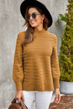 Solid Color Stand Collar Textured Sweater