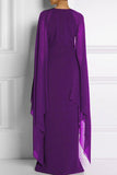 Purple Sexy Solid Split Joint O Neck Mesh Dress Dresses