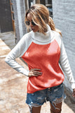 contrast color turtleneck sweater