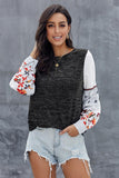 Contrast Printed Sleeve Knit Sweatshirts