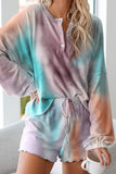 Multicolor Tie Dye Knit Pajamas Set