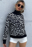 leopard high neck sweater
