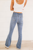 amelia distressed button fly flare jeans