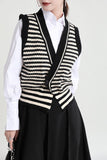 striped rib knit cardigan sweater vest