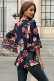3/4 Flared Sleeve Floral Blouse