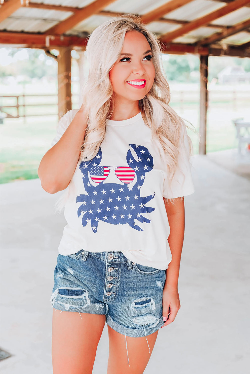 American Flag Crab Graphic Tee