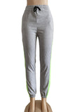 Grey Casual Solid Split Joint Straight High Waist Straight Patchwork Bottoms