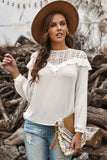 Hollow-out Ruffle Long Sleeve Blouse
