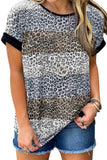 Leopard Striped Colorblock T-shirt
