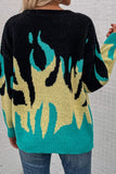 flame print dropped shoulder tunic sweater