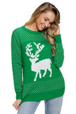 Snowy Day Reindeer Green Christmas Sweater