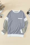 Splicing Sleeve Gray Knit Top