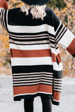 Pocketed Novelty Striped Chenille Cardigan