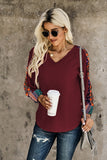 Wine Contrast Eyelet Thermal Knit Top