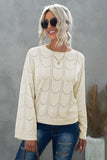 Beige Flare Sleeve Texture Knit Sweater