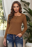Solid Color Ribbed Texture Slim Top with Button