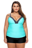 Mint Bralette Tankini Top with Shorts Swimsuit