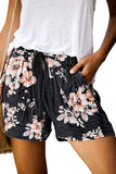 Floral Print Drawstring Casual Elastic Waist Pocketed Shorts