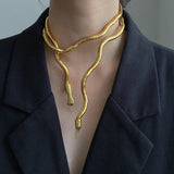 punk distorted metal snake adjustable necklace