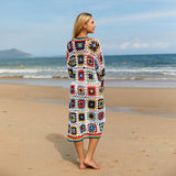 crochet colorful hollow out long cardigan