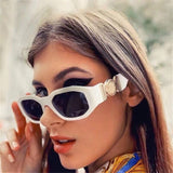 polygonic metal detail retro sunglasses